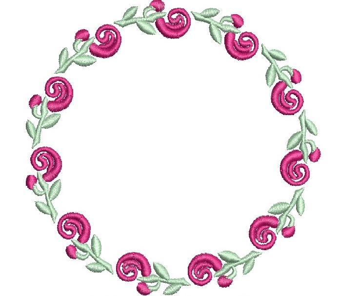 Floral Monogram Wreath Machine Embroidery Design, Rustic Flower Circle Frame, Open Monogram Embroidery Pattern 
