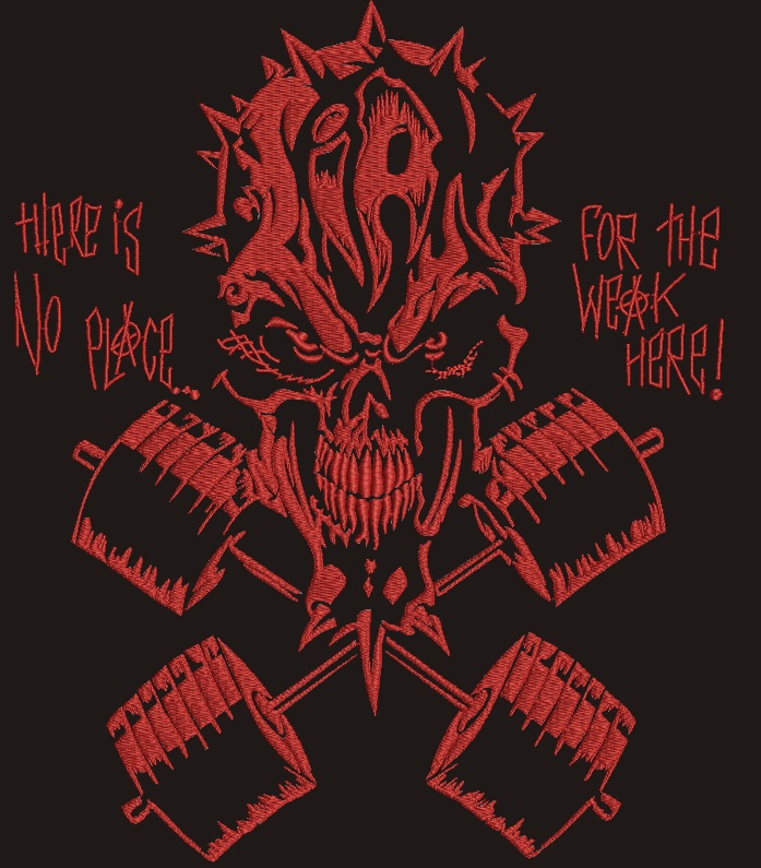 Iron Asylum Skull and Crossbones Machine Embroidery Design 