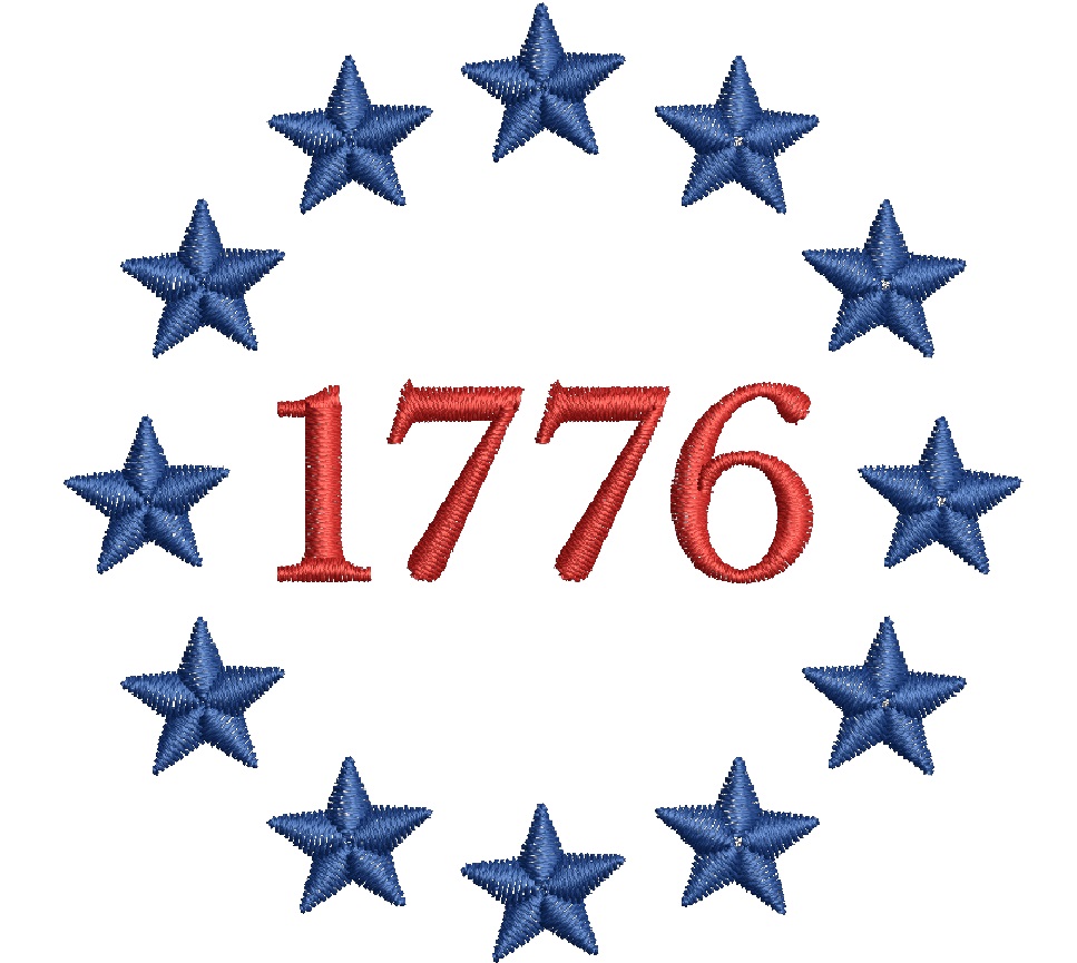1776 Patriotic Stars Machine Embroidery Design 