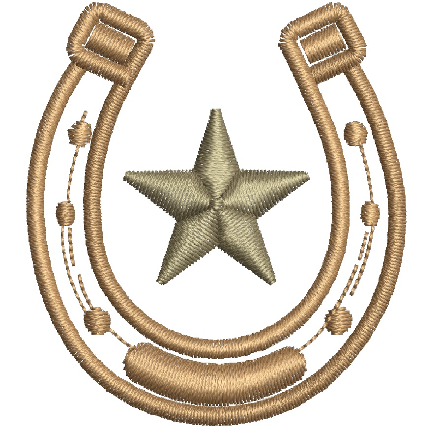 Horseshoe Star Western Machine Embroidery Design