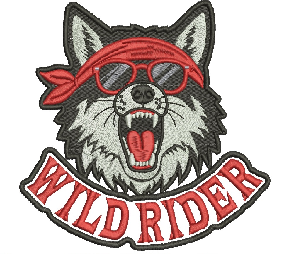 Wild Rider Wolf Biker Machine Embroidery Design  