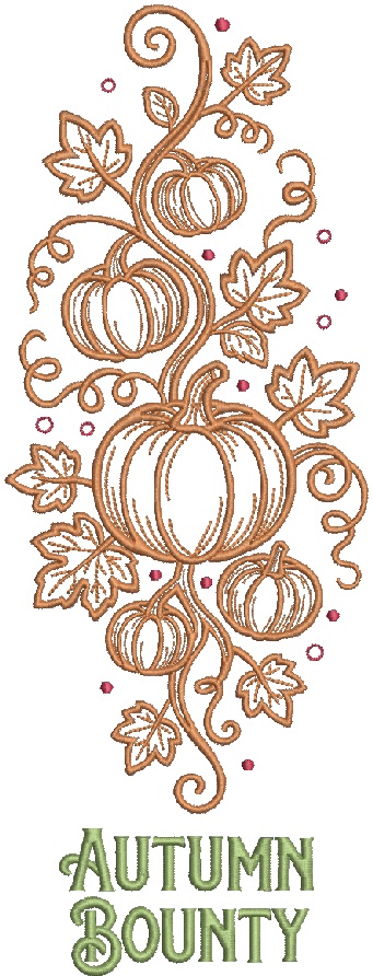 Autumn Bounty Pumpkin Vine Thanksgiving Fall Machine Embroidery Design Large Size Hoop 