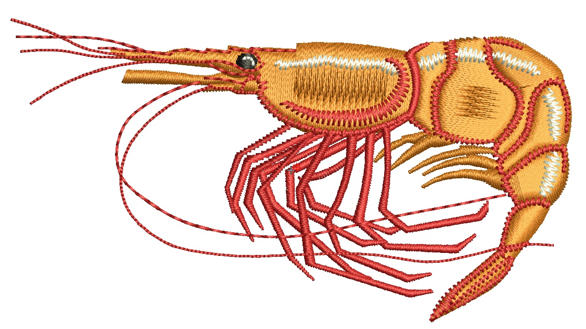 Shrimp Machine Embroidery Design, Prawn Crustacean Machine File  