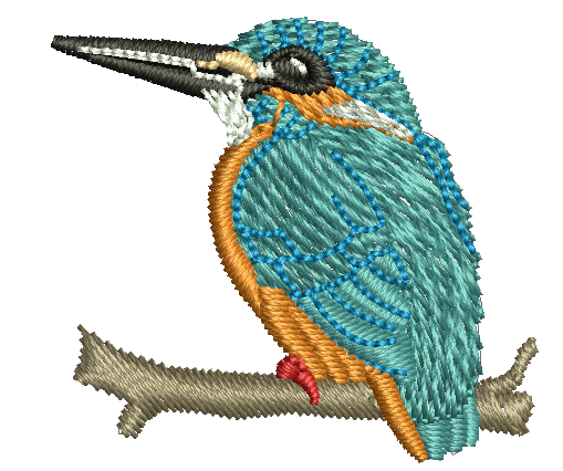 Kingfisher Machine Embroidery Design, Blue Bird on Branch Digital File 