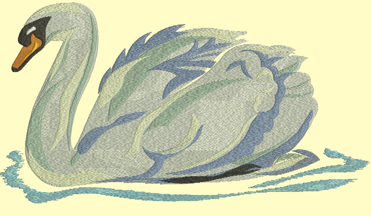 Swan on Water Machine Embroidery Design, Graceful Waterfowl Digital File  