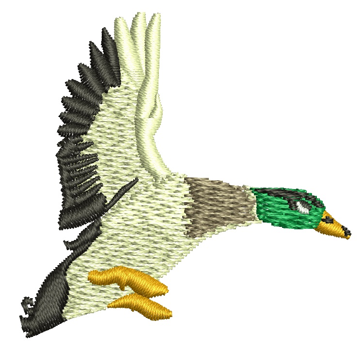 Mallard Duck Landing Machine Embroidery Design, Flying Waterfowl Digital File 