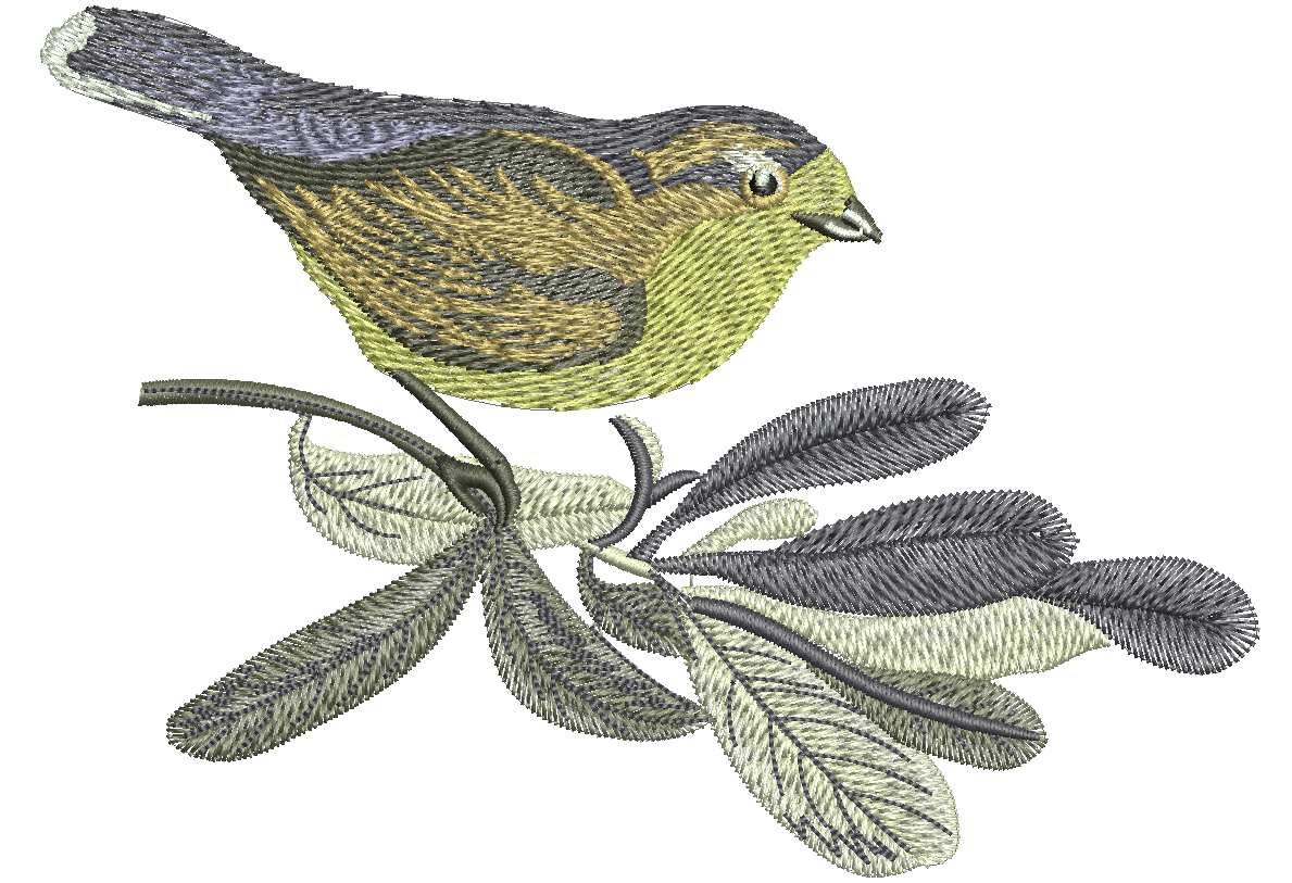 Bird on a Branch Machine Embroidery Design, Little Songbird Digital File 
