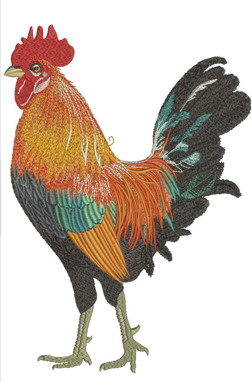 Large Rooster Machine Embroidery Design, High-Density Cockerel Digital File