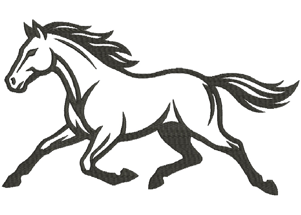 Running Mustang Horse Machine Embroidery Design, Wild Stallion Digital File  