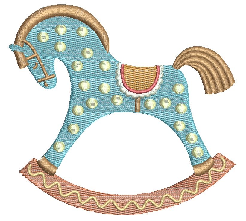 Rocking Horse Vintage Toy Machine Embroidery Design, Nursery Hobbyhorse Digital File 