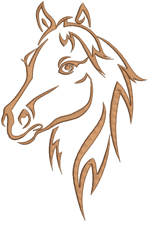 Horse Head Line Art Machine Embroidery Design, Minimalist Equestrian Profile Digital File  