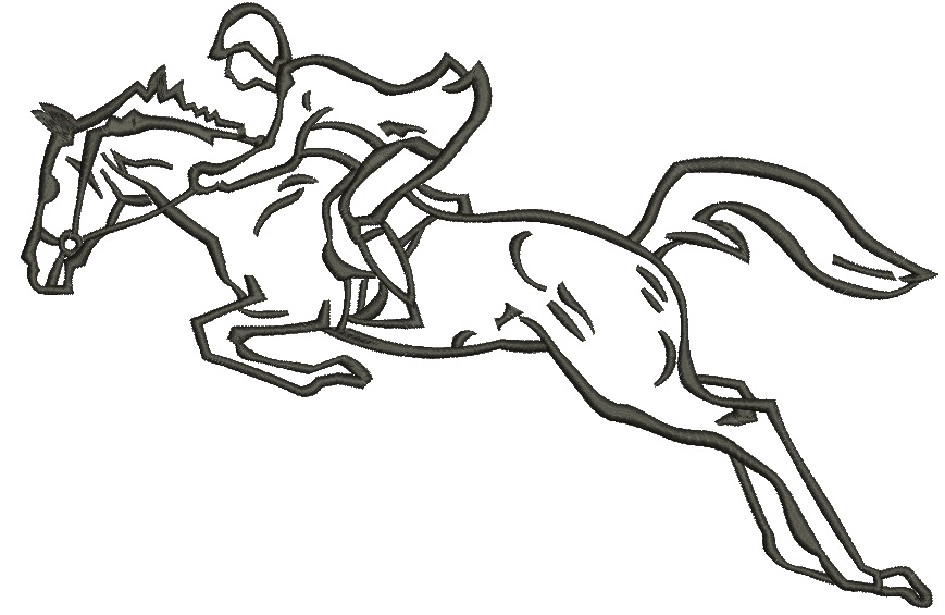 Jumping Horse Rider Line Art Machine Embroidery Design, Equestrian Show Jumping Digital File  
