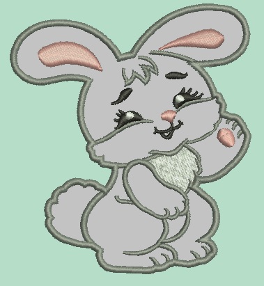 Cute Bunny Applique Machine Embroidery Design, Baby Rabbit Digital File  