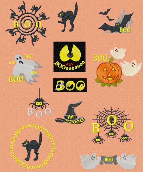 Boo Halloween Machine Embroidery Designs set