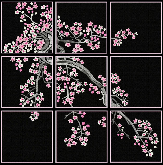 Cherry Blossom Quilt Blocks Machine Embroidery Designs