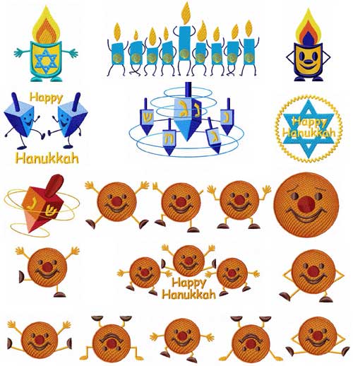 Dancing Hanukkah (Chanukkah) 20 Machine Embroidery Designs set