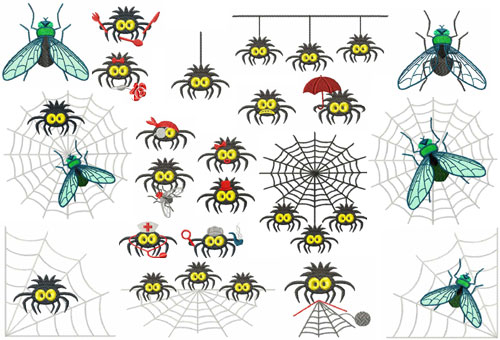 Funky Spiders 22 Machine Embroidery Designs set 5x7
