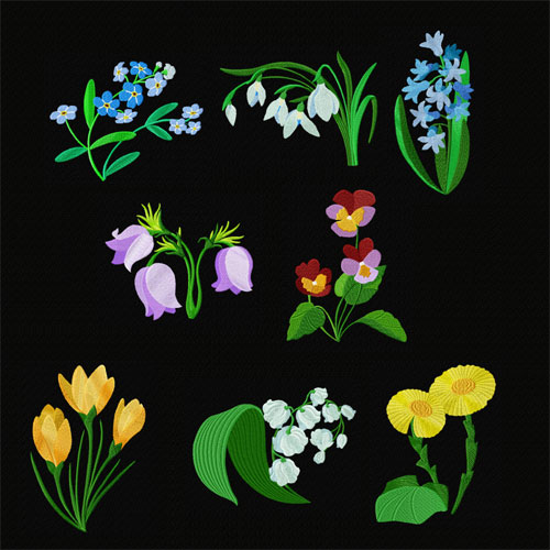 Garden #2: 8 Snowdrop Flowers Machine Embroidery Designs set 5x7