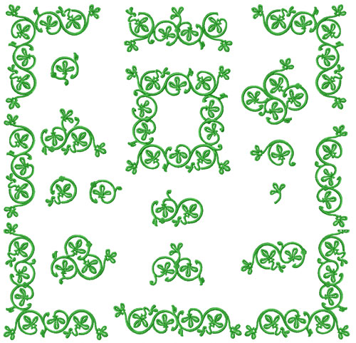Green Ornaments 18 Machine Embroidery Designs Set 5x7