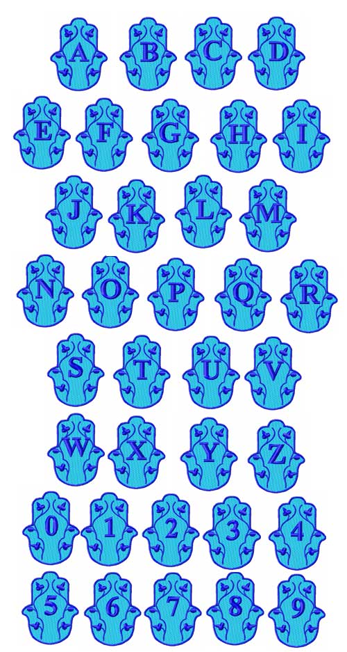 Hamsa Alphabet Font Machine Embroidery Designs 4x4