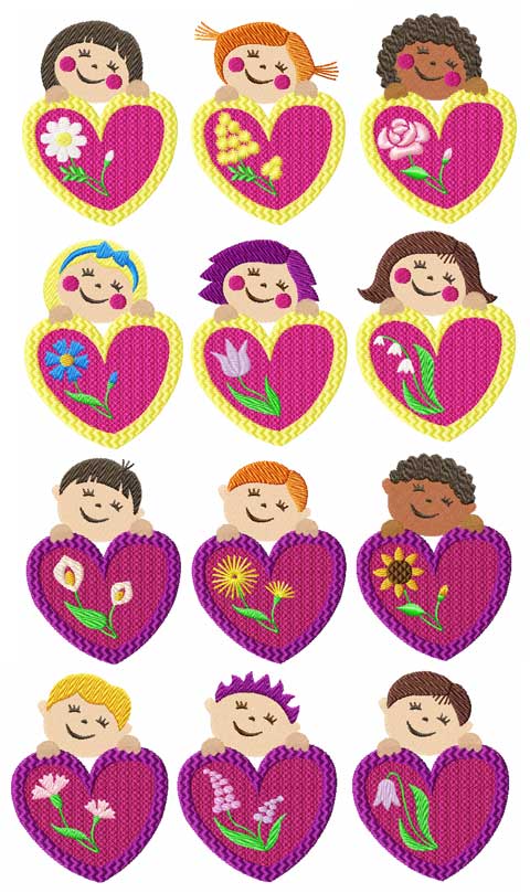 Valentines: Hearts 12 Machine Embroidery Designs set 4x4 