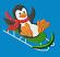 Penguin #1 - on a sledge,  Stitches: 12729,  Size: 3.89 x 3.48,  Colors: 6