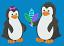Penguin #12 - sweet couple,  Stitches: 29124,  Size: 6.49 x 4.49,  Colors: 6