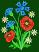 Cornflower and Poppy Bouquet #1,  Stitches: 32980,  Size: 4.85 x 6.25,  Colors: 10