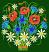 Cornflower and Poppy Bouquet #2,  Stitches: 39158,  Size: 5.64 x 6.04,  Colors: 12