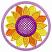 Small Sunflower Circle,  Size: 3.99 x 3.96,  Stitches: 19917,  Colors: 5 