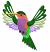 Hummingbird #4, Size: 3.44" x 3.84", Stitches: 9698, Colors: 8