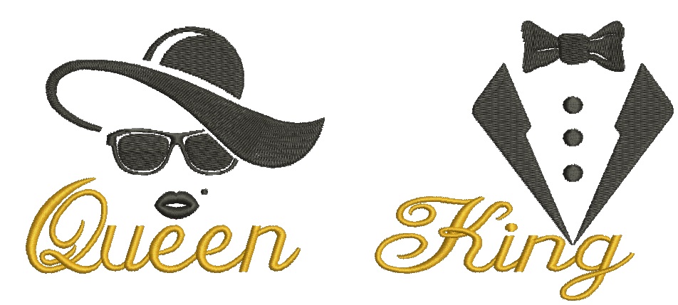 Queen and King , Mr and Mrs, His Her gifts - great for wedding gifts - machine embroidery design, instantly download 