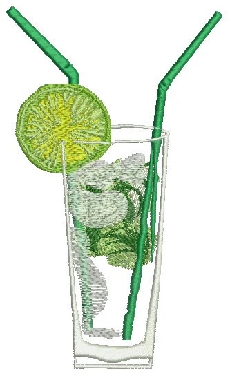 Mojito Cocktail Machine Embroidery Design, Instant Download