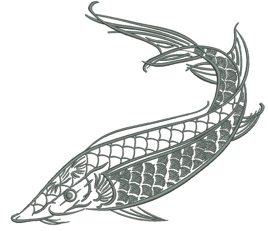 Sturgeon machine embroidery design 