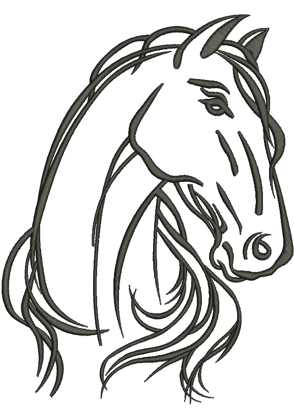 Horse Head Machine Embroidery Design 