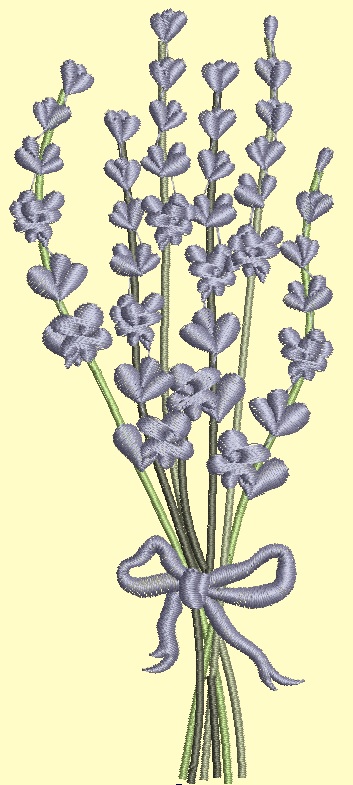 Lavender bouquet with bow Machine Embroidery Design 