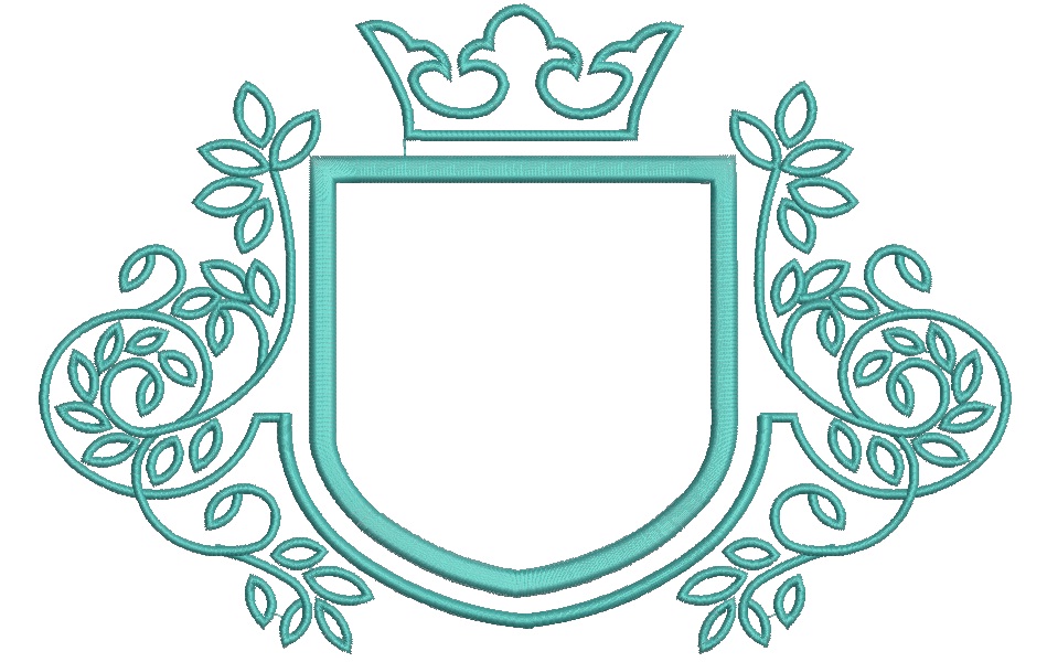 Shield and Crown Elegant Frame Middle Applique Machine Embroidery Design 