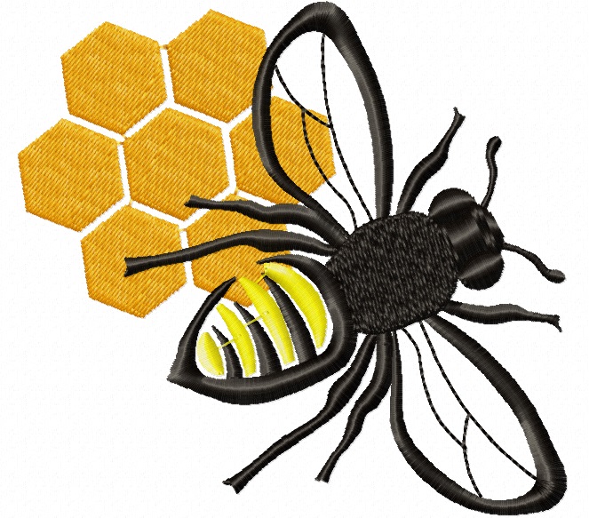 Realistic Bee and honeycomb Machine Embroidery Designs, instantly download 