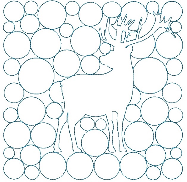 Quilt deer Machine Embroidery Design 