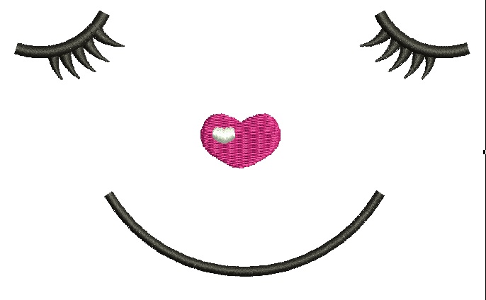 muzzle with closed eyes, nose and smile / Muzzle for embroidery on clothes or dolls Instant Download 