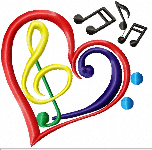 Cute Love Music Notes Machine Embroidery Designs, instantly download 