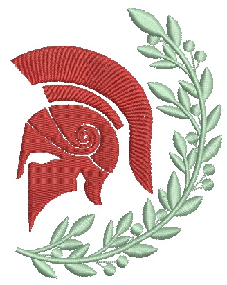 Spartan helmet and laurel branch Machine Embroidery Design 