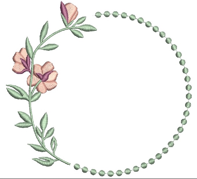 Wreath open space for monograms  Monogram frame Machine Embroidery Design 