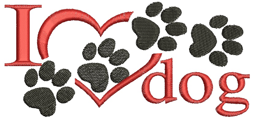 I love dog Machine Embroidery Designs, instantly download 3 sizes 