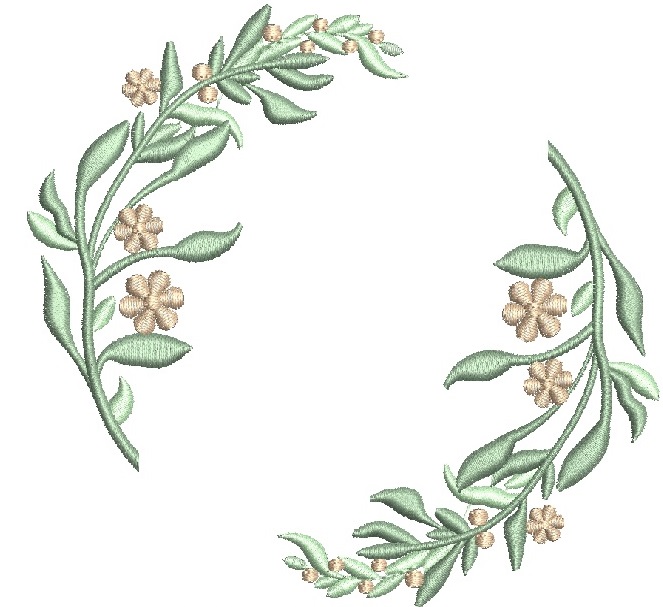 Floral wreath Monogram frame Machine Embroidery Design. 