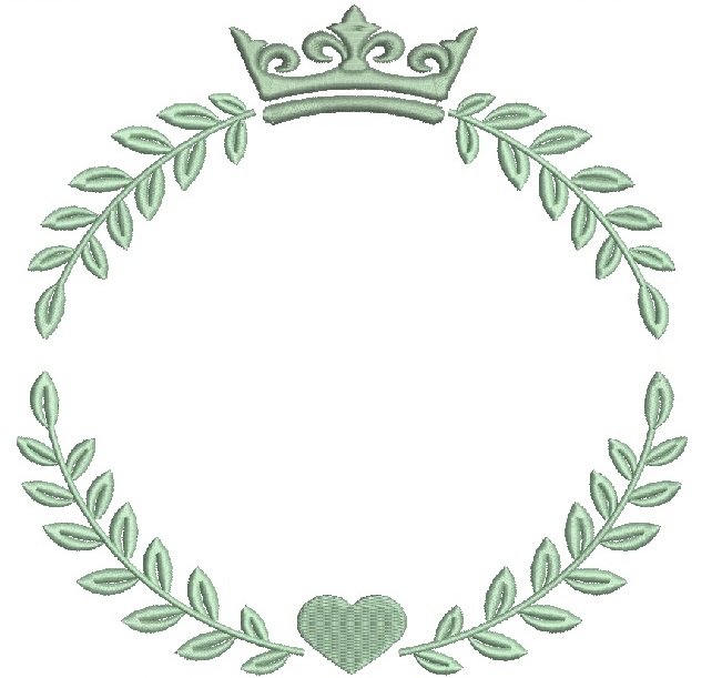 Wreath with crown for monogram or name , Crown and laurel wreath Machine Embroidery Design  letters not included 