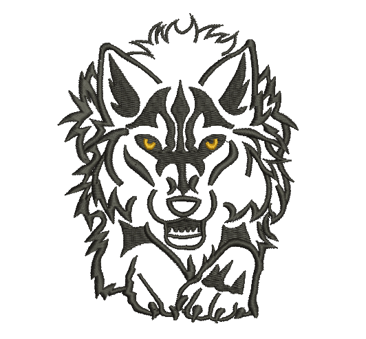wolf  machine embroidery design, instantly download 
