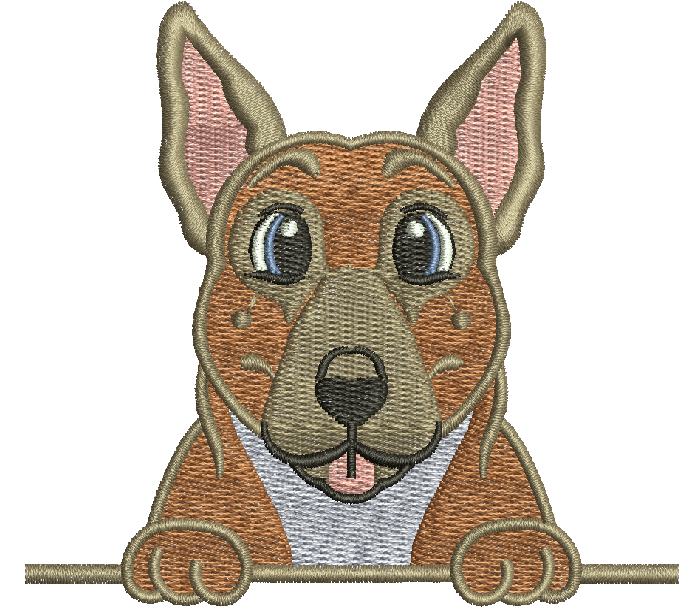Peeking  shepherd dog on pocket machine embroidery design 