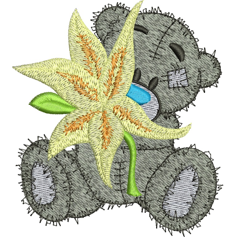 Gray Teddy bear machine embroidery design, instantly download 