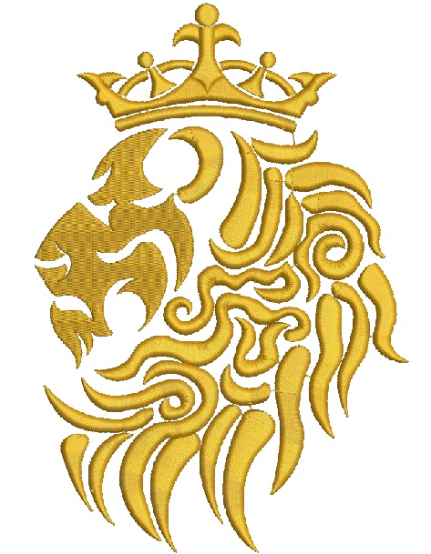 A golden lion with a crown Machine embroidery design 